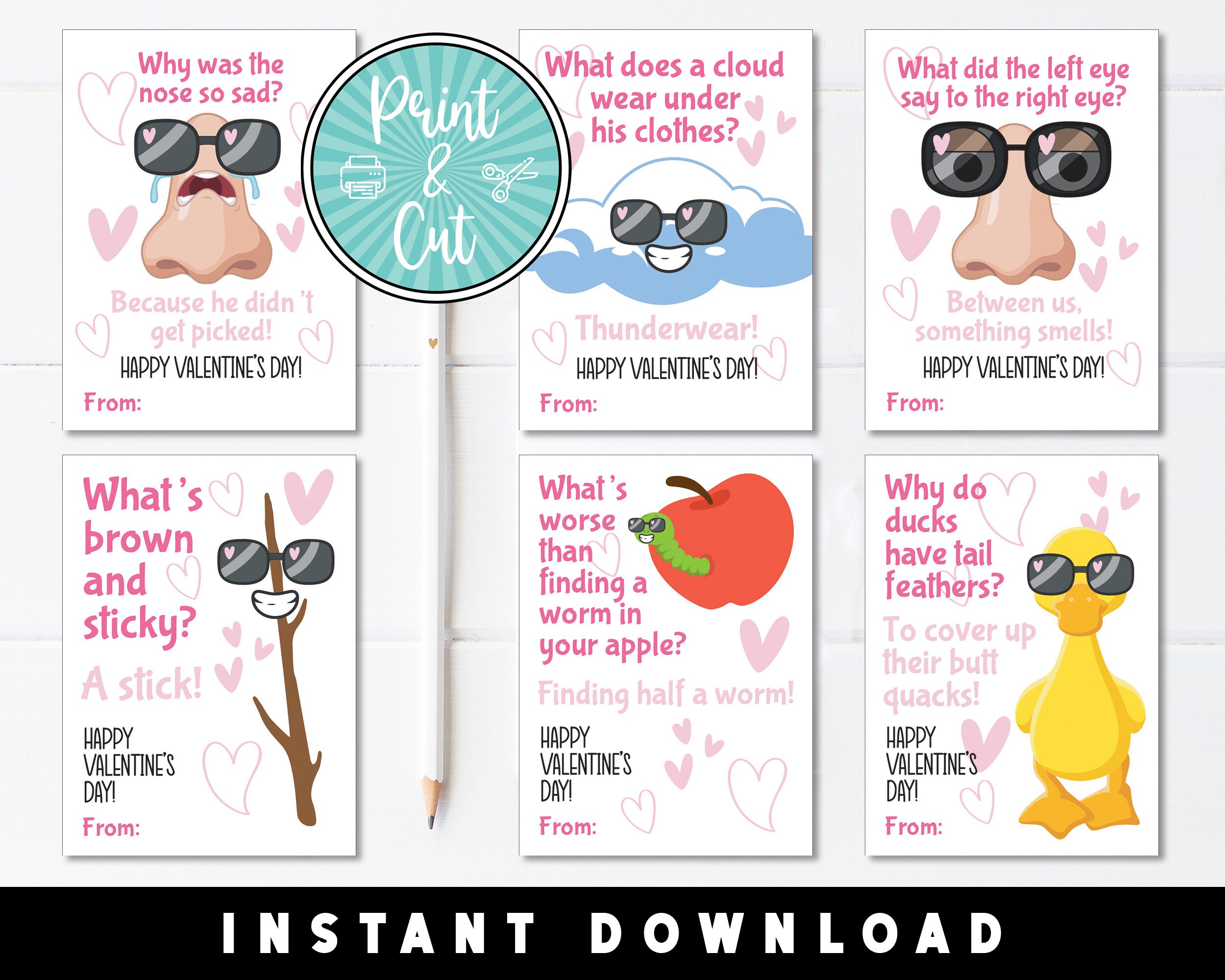 Joke Valentines Printable Valentine's Day Cards - Etsy