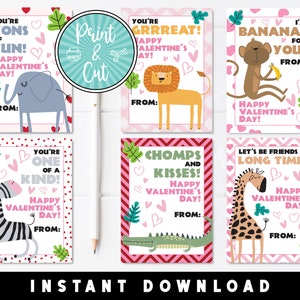 Wild Animal Valentines, Printable Valentine's Day Cards, Valentine ...