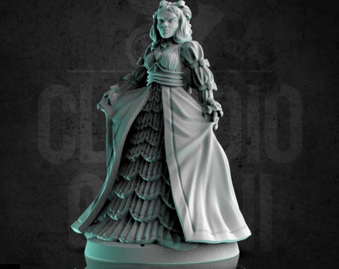Human Noblewoman - 28mm or 32mm - Claudio Casini Art  - Dungeons and Dragons, Pathfinder! 0236