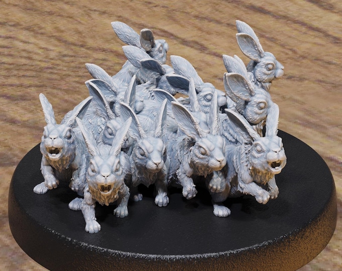 Rabbit Swarm - True 28mm Scale - Epic Miniatures - Halfling Meadows - They're vicious, I tell you! RUN AWAY!