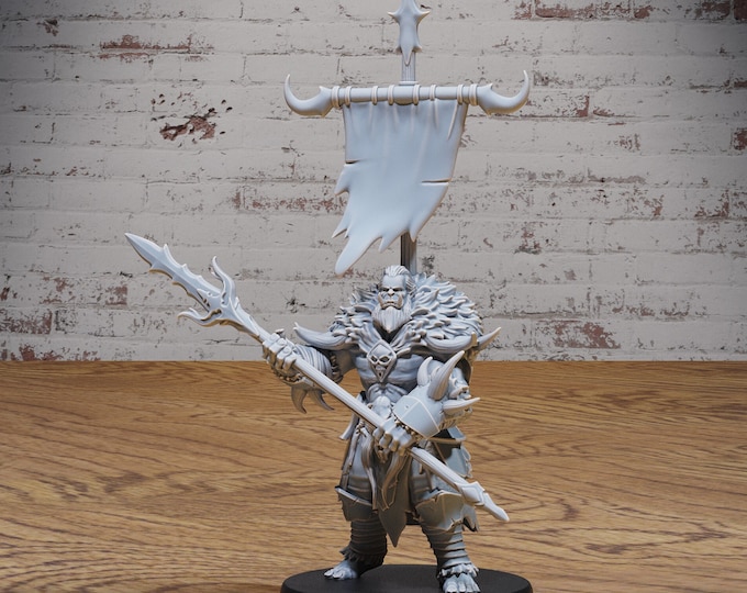Orc Army Spearman with Banner - True 28mm Scale - Epic Miniatures
