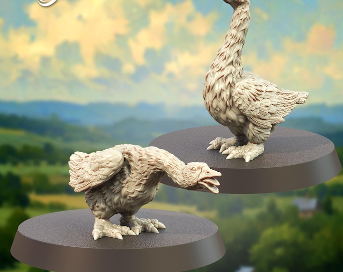 Geese (and Weregoose!)- each fits 25mm base - 28mm - The Printing Goes Ever On - Dungeons and Dragons - Pathfinder - Fantasy