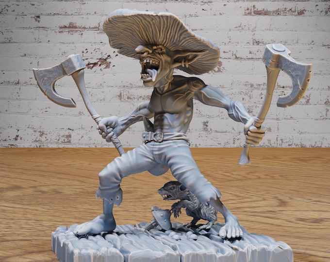 Mushroom Goblin - Includes pictured basetopper! - 28mm Scale - Epic Miniatures - Old Fables