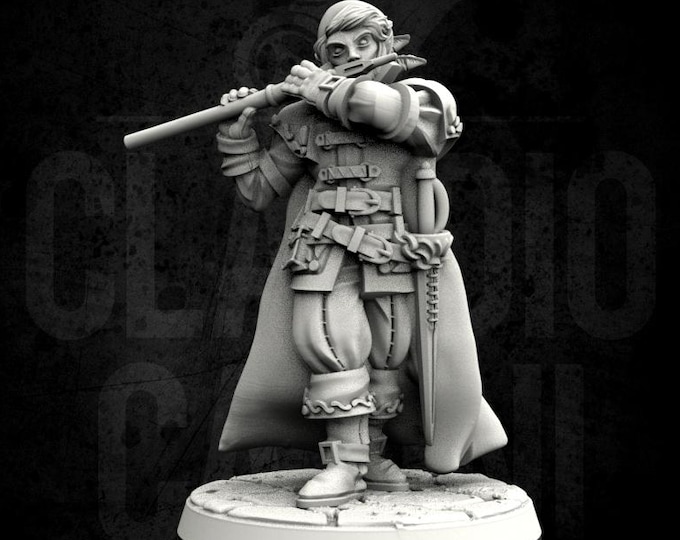 Male Bard with flute, no base  -  Human, Tiefling, OR Elf! - 28mm or 32mm - Claudio Casini Art - Dungeons And Dragons - Pathfinder - 0073