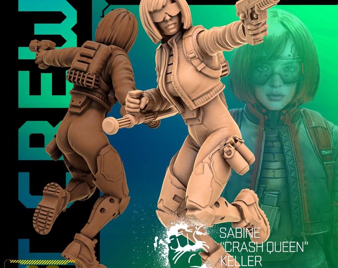 Sabine "Crash Queen" Keller (2 poses available) - 28/32mm - Unit9 - B Mob - Cyberpunk/science Fiction/Futuristic/Cybernetics mini