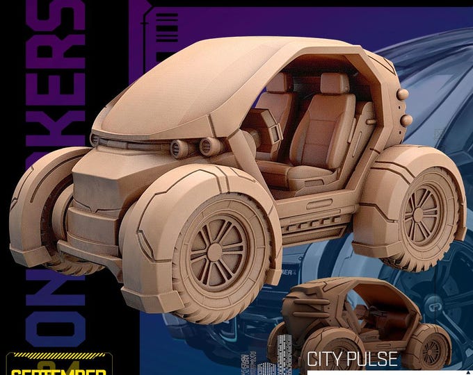 City Pulse Micro Car - 28/32mm - Unit9 - Sleepless City Onlookers - Cyberpunk/science Fiction/Cybernetics