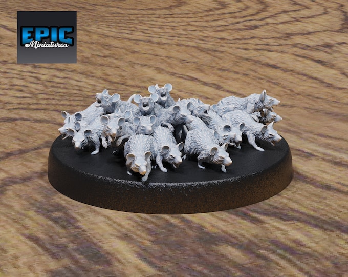 Large Rat Swarm - 28mm - Epic Miniatures- City Sewers - Fits on a 25mm base