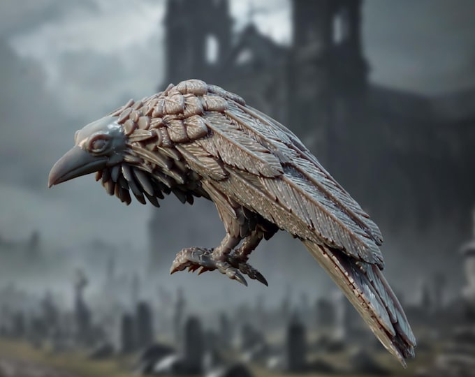 Raven Companion/Familiar - 28mm - The Printing Goes Ever On - Dungeons and Dragons - Pathfinder - Fantasy
