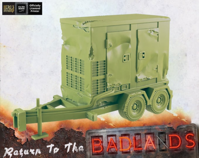 Beat Up Towed Generator - 28 or 32mm - Post-Apocalyptic - Return To The Badlands - EC3D Designs - Great for Fallout Wasteland Warfare!