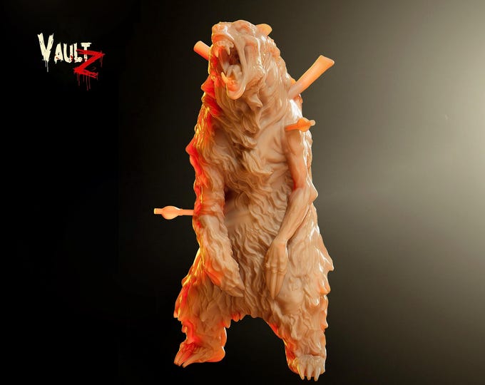 Zombie Bear - 32mm - VaultZ - For games like Zombicide, This Is Not A Test, County Road Z