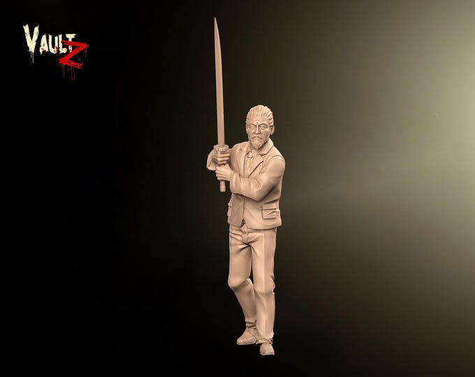 Haruo Japanese Survivor with Katana - 32mm - VaultZ - For games like Zombicide, This Is Not A Test, County Road Z