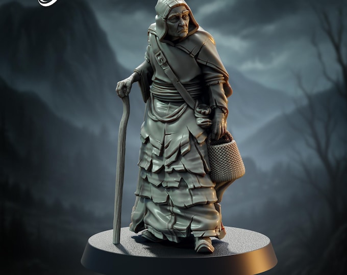 Noctovia Villager Elderly Woman - 28/32mm - The Printing Goes Ever On - Dungeons and Dragons - Pathfinder - Fantasy