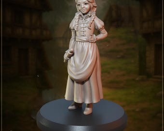 Millie the baker (young girl) - 28mm, 32mm or 35mm - Great Grimoire - Dungeons and Dragons - Pathfinder - Great Folks - Land Of Craftsmen