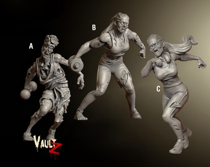 Gym Zombies - 28/32mm - VaultZ - For games like Zombicide, This Is Not A Test, County Road Z