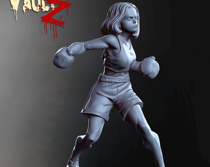 Paige Boxer Survivor - 28/32mm - VaultZ - For games like Zombicide, This Is Not A Test, County Road Z