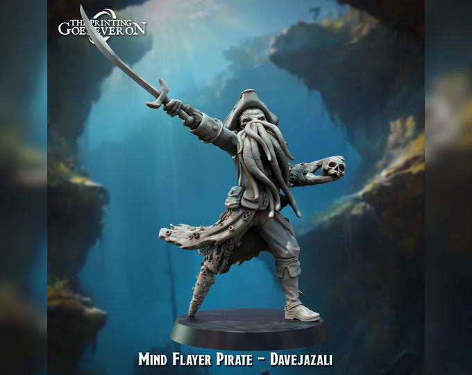 Mindflayer Pirate Captain - 28mm - The Printing Goes Ever On - Dungeons and Dragons - Pathfinder - Fantasy