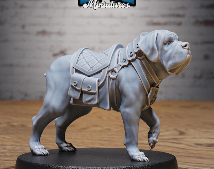 Saddled Mastiff War Dog - Three poses available - True 28/32mm Scale - Epic Miniatures - Cultist Circle