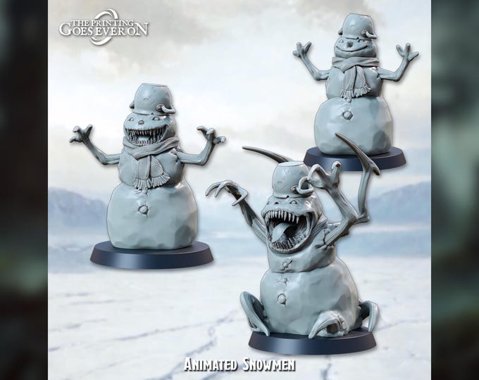 Animated Snowmen (Set of 3) - 28mm - The Printing Goes Ever On - Dungeons and Dragons - Pathfinder - Fantasy