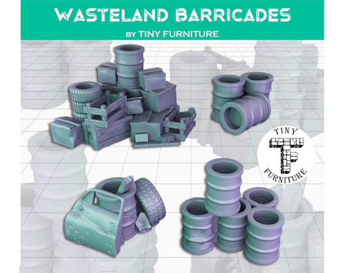 Post-apocalyptic Barricades - Science Fiction Space Theme - 28mm/32mm - Tiny Furniture - UNPAINTED