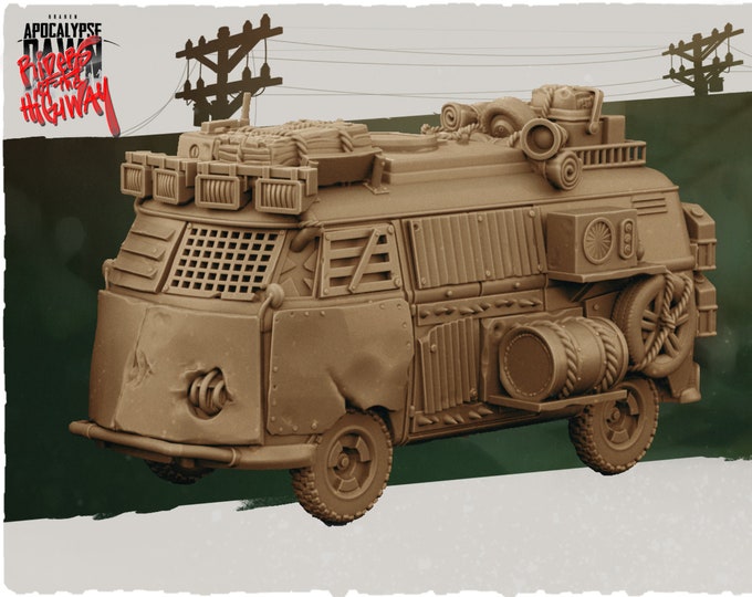 Survivor Van - 32mm Scale - Kraken Studios Riders of the Highway - Great for Fallout Wasteland Warfare, Zombicide and This Is Not A Test!
