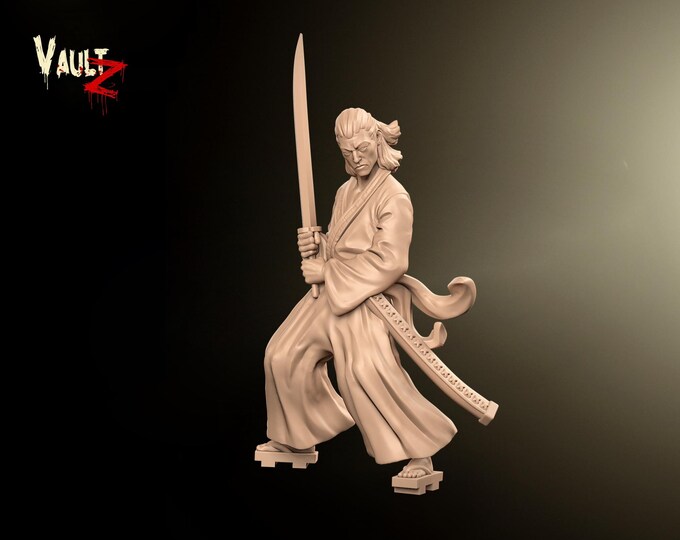 Kenshiro Japanese Survivor with Katana - 32mm - VaultZ - For games like Zombicide, This Is Not A Test, County Road Z
