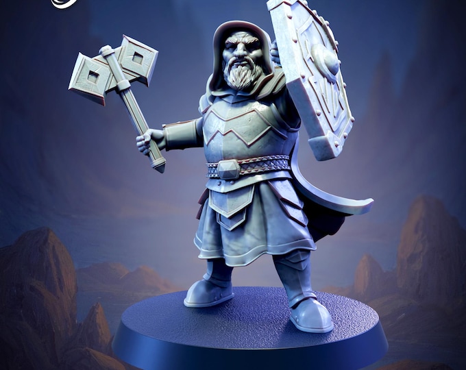 Greykin Dwarf fighter - 28/32mm - The Printing Goes Ever On - Dungeons and Dragons - Pathfinder