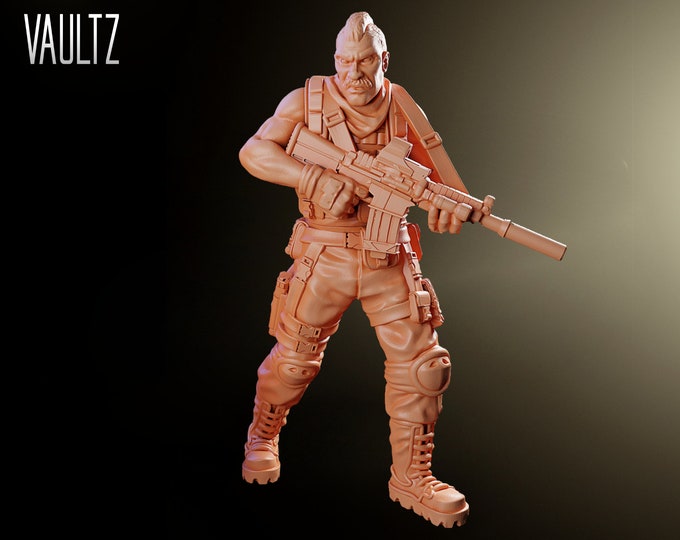 Soldier Omar - 32mm - VaultZ - For games like Zombicide, This Is Not A Test, County Road Z