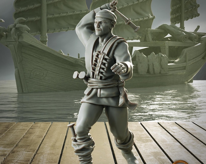 Pirate Knife Thrower - 28mm - The Printing Goes Ever On - Dungeons and Dragons - Pathfinder - Fantasy