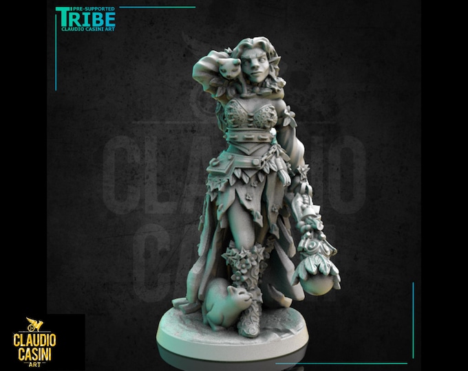 Female Elf Druid With Cats - 28mm or 32mm - Claudio Casini Art - Dungeons and Dragons - Pathfinder 0262