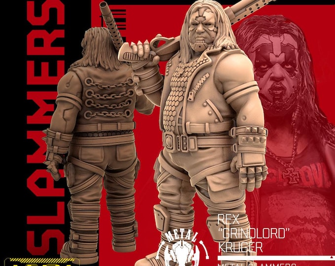 Rex "Grindlord" Kruger (2 poses available) - 28/32mm - Unit9 - Metal Slammers -  Cyberpunk/science Fiction/Futuristic/Cybernetics mini