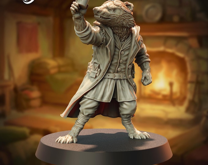 Dr Badgerstein alchemist (smaller than a human!)- 28/32mm - The Printing Goes Ever On - Dungeons and Dragons - Pathfinder - Fantasy