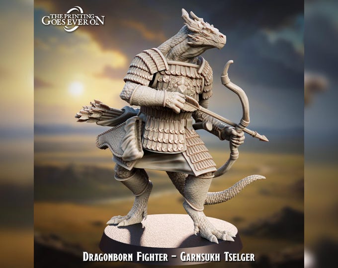 Dragonborn Archer - 28mm - The Printing Goes Ever On - Dungeons and Dragons - Pathfinder - Fantasy