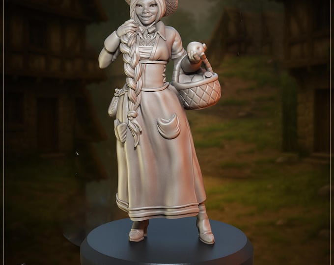Maggie harvesting villager woman with basket - 28/32/35mm - Dungeons and Dragons - Pathfinder - Great Grimoire Great Folks - Village Chores