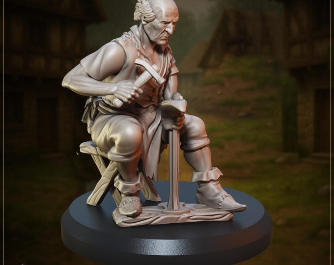 George Tanner  the Shoemaker/cobbler - 28/32/35mm - Great Grimoire - Dungeons and Dragons - Pathfinder - Great Folks - Land Of Craftsmen