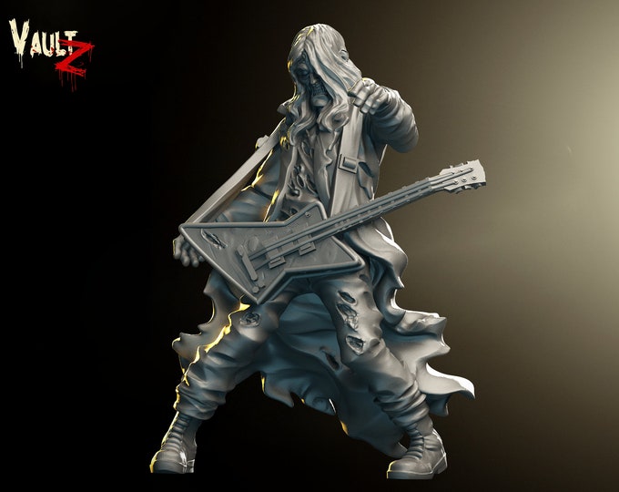 Guitar Zombie (Heavy Metal Undead!) 32mm - VaultZ - For games like Zombicide, This Is Not A Test, County Road Z