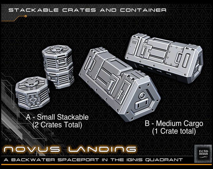Crates - Science Fiction Space Theme - 32mm - Novus Landing - EC3D Designs