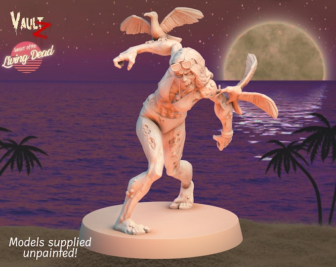 Zombie with Seagulls - 32mm - VaultZ - For games like Zombicide, This Is Not A Test, County Road Z
