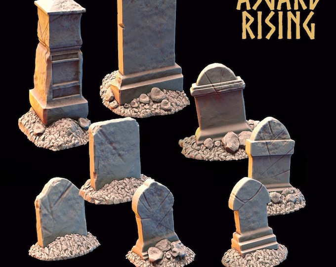 Cemetary Gravestones Set (Dimension information in the description) -  28/32mm - Asgard Rising