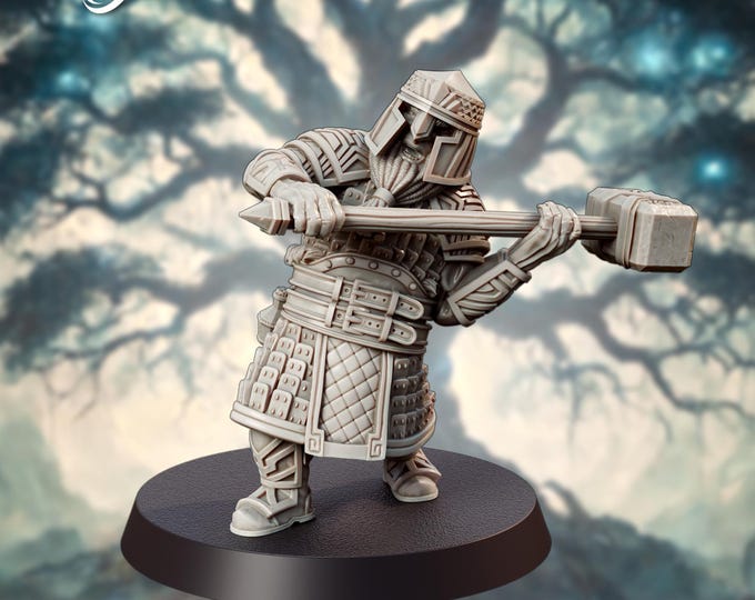 Dvergar Warrior - (Norse Dwarf) 28mm - The Printing Goes Ever On - Dungeons and Dragons - Pathfinder - Asgard Adventures