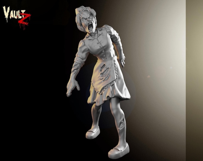 Zombie Waitress - 32mm - VaultZ - For games like Zombicide, This Is Not A Test, County Road Z