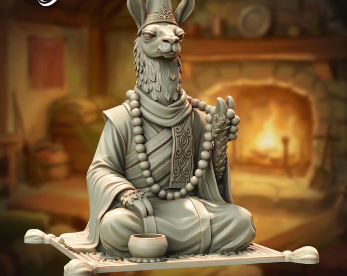 Llamafolk Monk Meditating - 28/32mm - The Printing Goes Ever On - Dungeons and Dragons - Pathfinder - Fantasy
