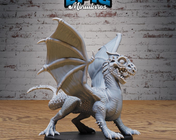 White Dragon Wyrmling- 28mm Scale - Epic Miniatures - Ice Age Madness - Baby Dragon! Fits 25mm base, and adorable!