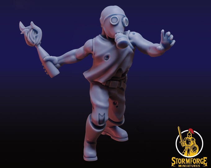 Finster with Gasmask and Molotov cocktail - 28 or 32mm - Stormfront Miniatures - Tales From The Radiation Zone - Postapocalypse Survivor