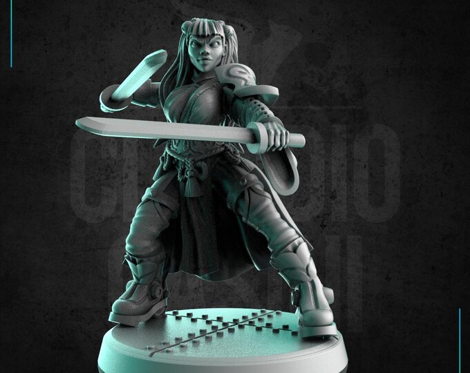 Female SciFi Ninja - 28mm or 32mm - Claudio Casini Art - Also good for post apocalyptic gaming! 0285