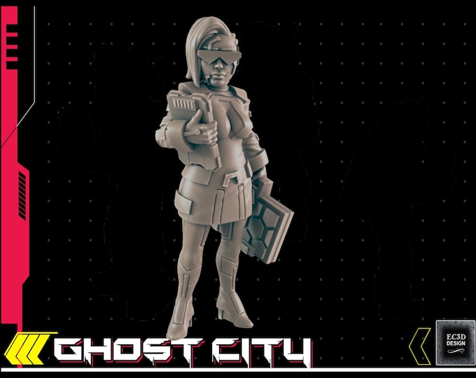 Female Corporate Lackey with Briefcase - Cyberpunk Theme - 28 or 32mm Scale - Ghost City