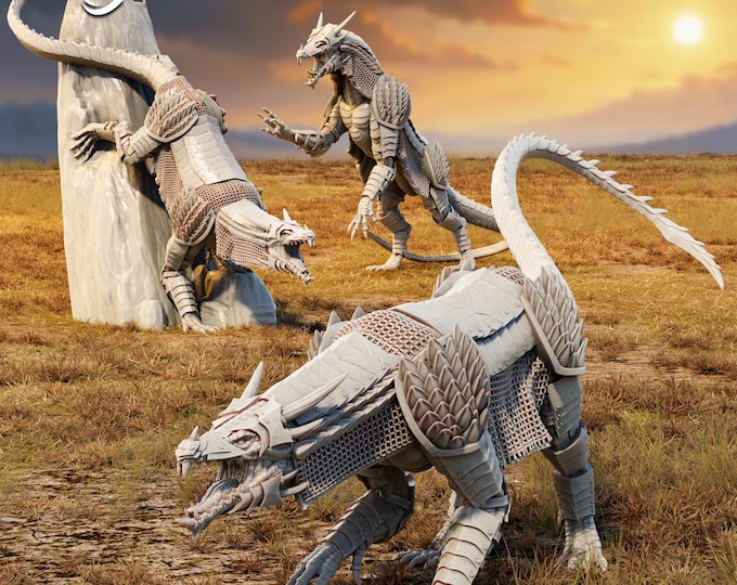 War Drakes of the Golden Khanate  With or without Armor and saddle - 28mm - The Printing Goes Ever On - Dungeons and Dragons - Pathfinder