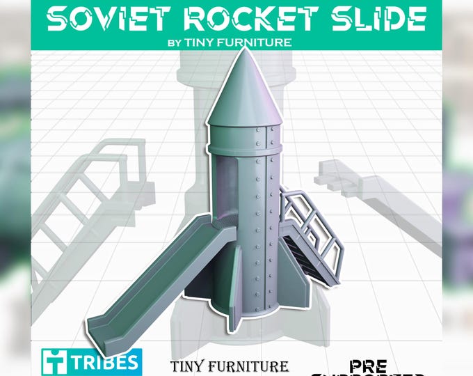 Cold War Style Rocketslide -  28mm/32mm - Tiny Furniture - UNPAINTED