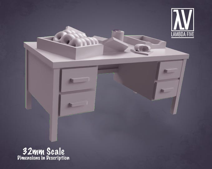 Work Desk with Donuts  - 32mm - Lambda5 - Retro 80s scenery and scatter! Or modern, it could be modern!