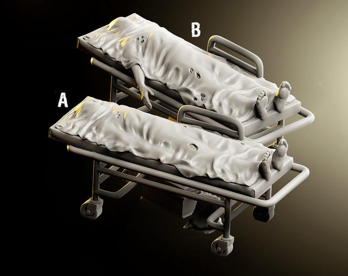 Hospital Stretchers (With and without bodies!) - 32mm - VaultZ - For games like Zombicide, This Is Not A Test, County Road Z
