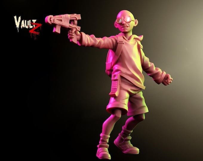 Survivor Kid 1 - 28mm or 32mm - VaultZ - For games like Zombicide, This Is Not A Test, County Road Z